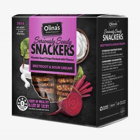 Picture of OLINA'S SNACKERS BEETROOT & SOUR CREAM 140G